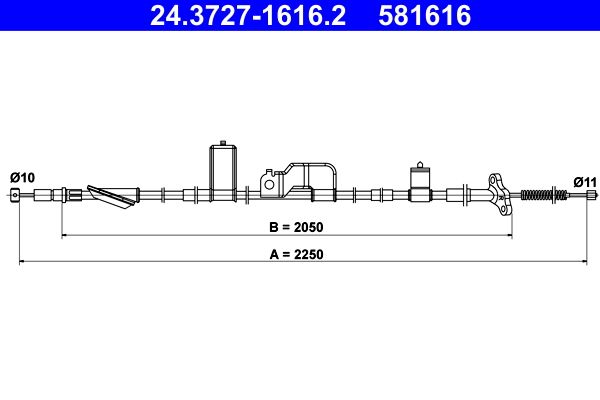 ATE 24.3727-1616.2 Cable Pull, parking brake