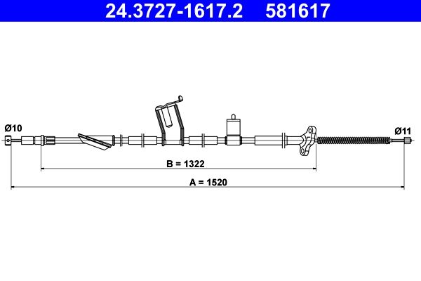 ATE 24.3727-1617.2 Cable Pull, parking brake
