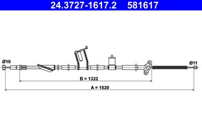 Cable Pull, parking brake ATE 24.3727-1617.2
