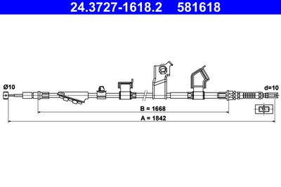 Cable Pull, parking brake ATE 24.3727-1618.2