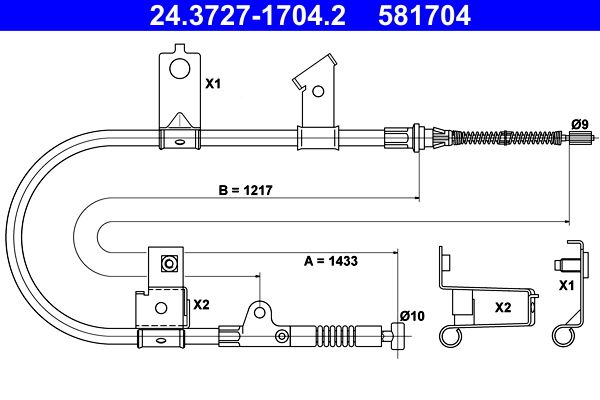 ATE 24.3727-1704.2 Cable Pull, parking brake