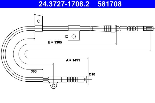 ATE 24.3727-1708.2 Cable Pull, parking brake