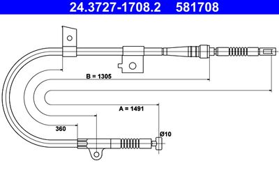 Cable Pull, parking brake ATE 24.3727-1708.2