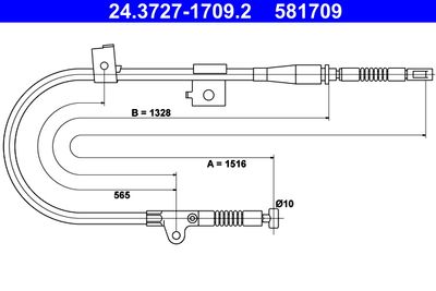 Cable Pull, parking brake ATE 24.3727-1709.2