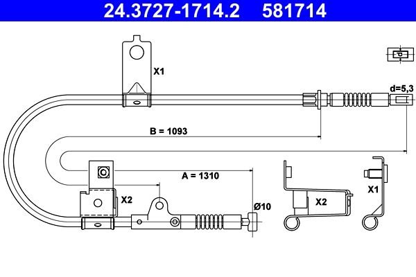 ATE 24.3727-1714.2 Cable Pull, parking brake