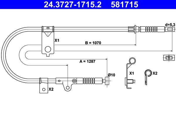 ATE 24.3727-1715.2 Cable Pull, parking brake