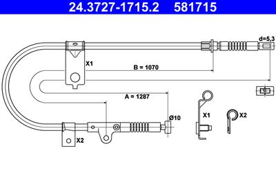 Cable Pull, parking brake ATE 24.3727-1715.2
