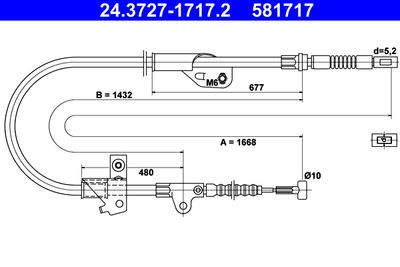 Cable Pull, parking brake ATE 24.3727-1717.2
