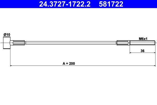 ATE 24.3727-1722.2 Cable Pull, parking brake