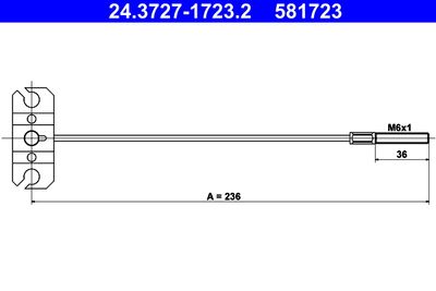 Cable Pull, parking brake ATE 24.3727-1723.2