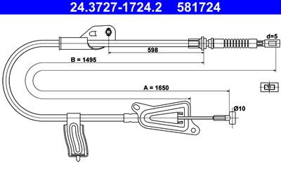 Cable Pull, parking brake ATE 24.3727-1724.2