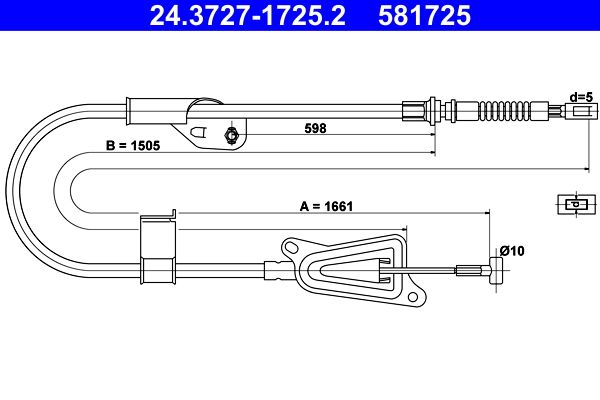 ATE 24.3727-1725.2 Cable Pull, parking brake