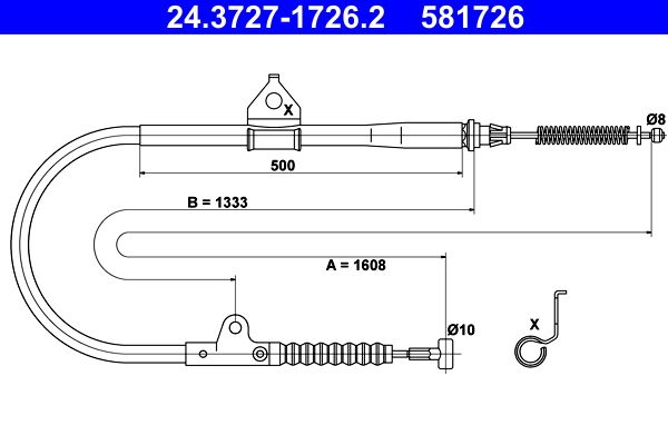 ATE 24.3727-1726.2 Cable Pull, parking brake