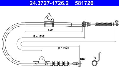Cable Pull, parking brake ATE 24.3727-1726.2