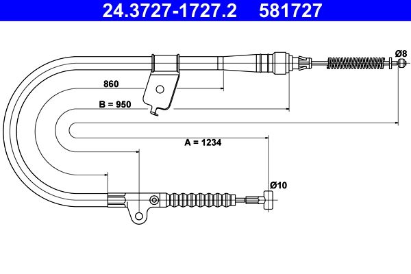 ATE 24.3727-1727.2 Cable Pull, parking brake