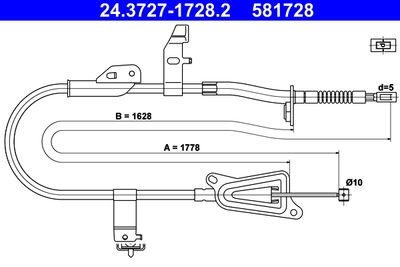 Cable Pull, parking brake ATE 24.3727-1728.2