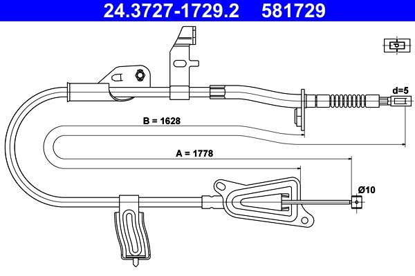 ATE 24.3727-1729.2 Cable Pull, parking brake