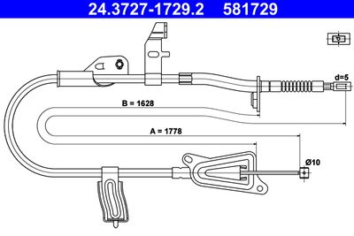 Cable Pull, parking brake ATE 24.3727-1729.2