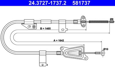 Cable Pull, parking brake ATE 24.3727-1737.2