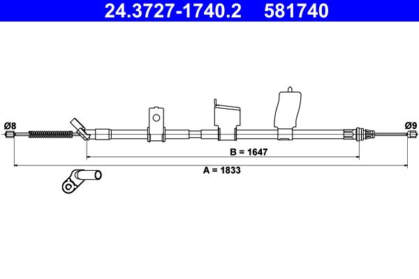 ATE 24.3727-1740.2 Cable Pull, parking brake