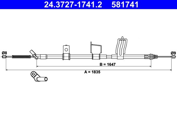 ATE 24.3727-1741.2 Cable Pull, parking brake