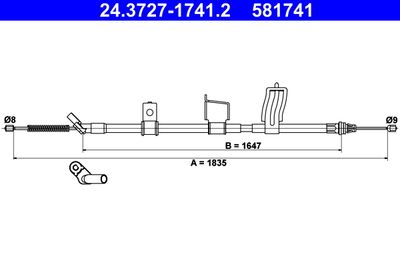 Cable Pull, parking brake ATE 24.3727-1741.2