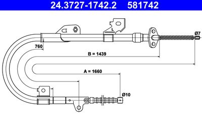 Cable Pull, parking brake ATE 24.3727-1742.2