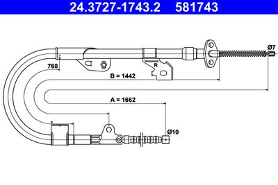 Cable Pull, parking brake ATE 24.3727-1743.2