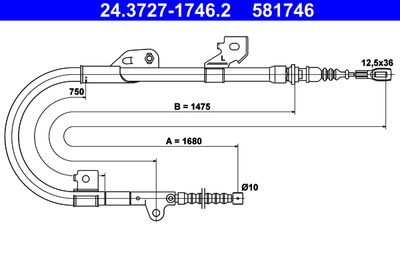 Cable Pull, parking brake ATE 24.3727-1746.2