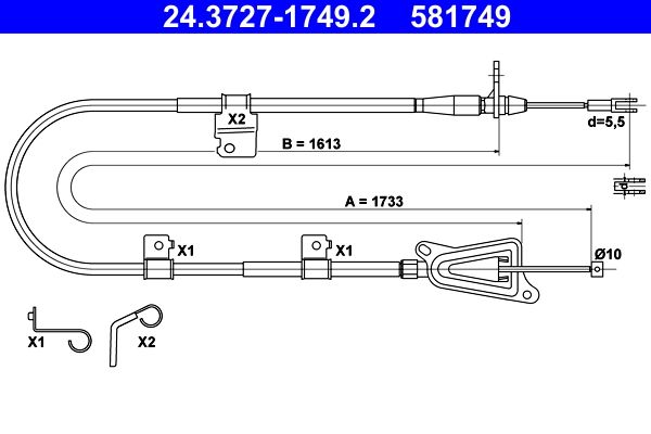 ATE 24.3727-1749.2 Cable Pull, parking brake