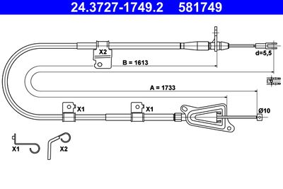 Cable Pull, parking brake ATE 24.3727-1749.2