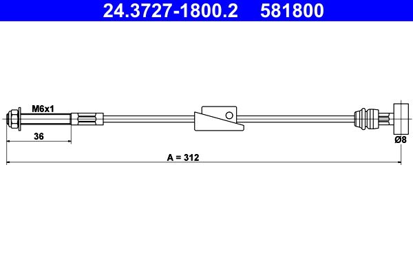 ATE 24.3727-1800.2 Cable Pull, parking brake
