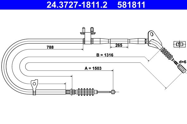 ATE 24.3727-1811.2 Cable Pull, parking brake