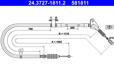 Cable Pull, parking brake ATE 24.3727-1811.2