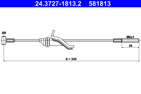 ATE 24.3727-1813.2 Cable Pull, parking brake