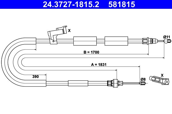 ATE 24.3727-1815.2 Cable Pull, parking brake