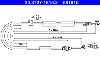 Cable Pull, parking brake ATE 24.3727-1815.2