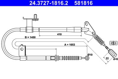 Cable Pull, parking brake ATE 24.3727-1816.2