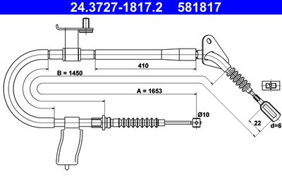 Cable Pull, parking brake ATE 24.3727-1817.2