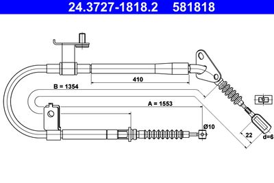 Cable Pull, parking brake ATE 24.3727-1818.2