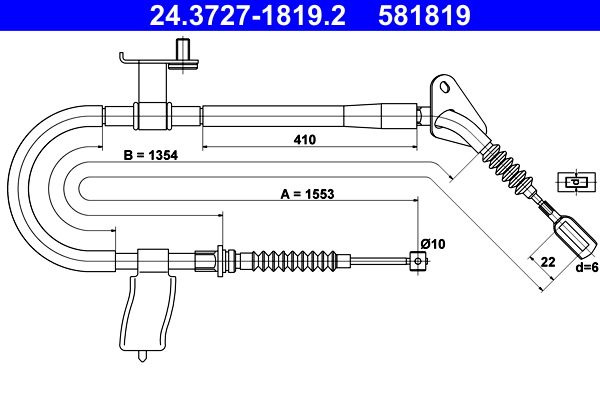 ATE 24.3727-1819.2 Cable Pull, parking brake