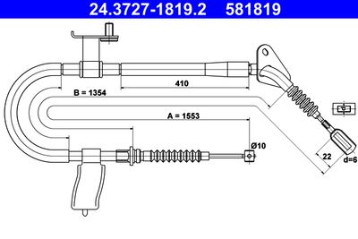 Cable Pull, parking brake ATE 24.3727-1819.2