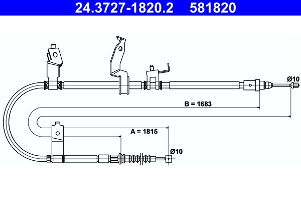 ATE 24.3727-1820.2 Cable Pull, parking brake