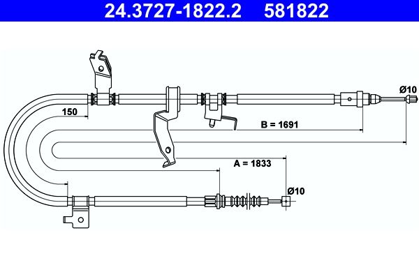 ATE 24.3727-1822.2 Cable Pull, parking brake