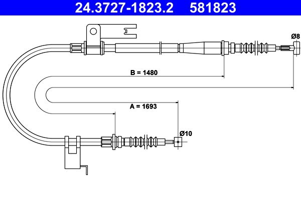 ATE 24.3727-1823.2 Cable Pull, parking brake