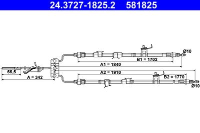 Cable Pull, parking brake ATE 24.3727-1825.2