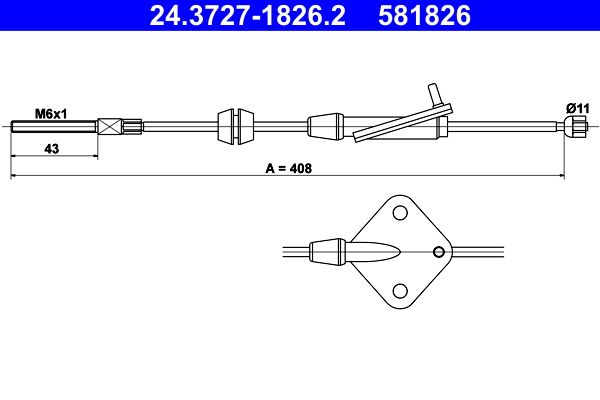 ATE 24.3727-1826.2 Cable Pull, parking brake