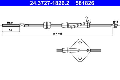 Cable Pull, parking brake ATE 24.3727-1826.2