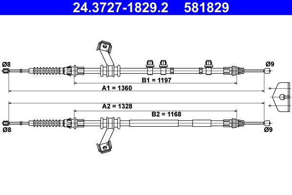 ATE 24.3727-1829.2 Cable Pull, parking brake