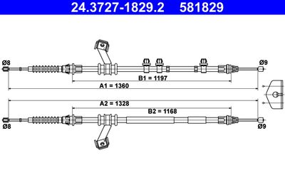 Cable Pull, parking brake ATE 24.3727-1829.2